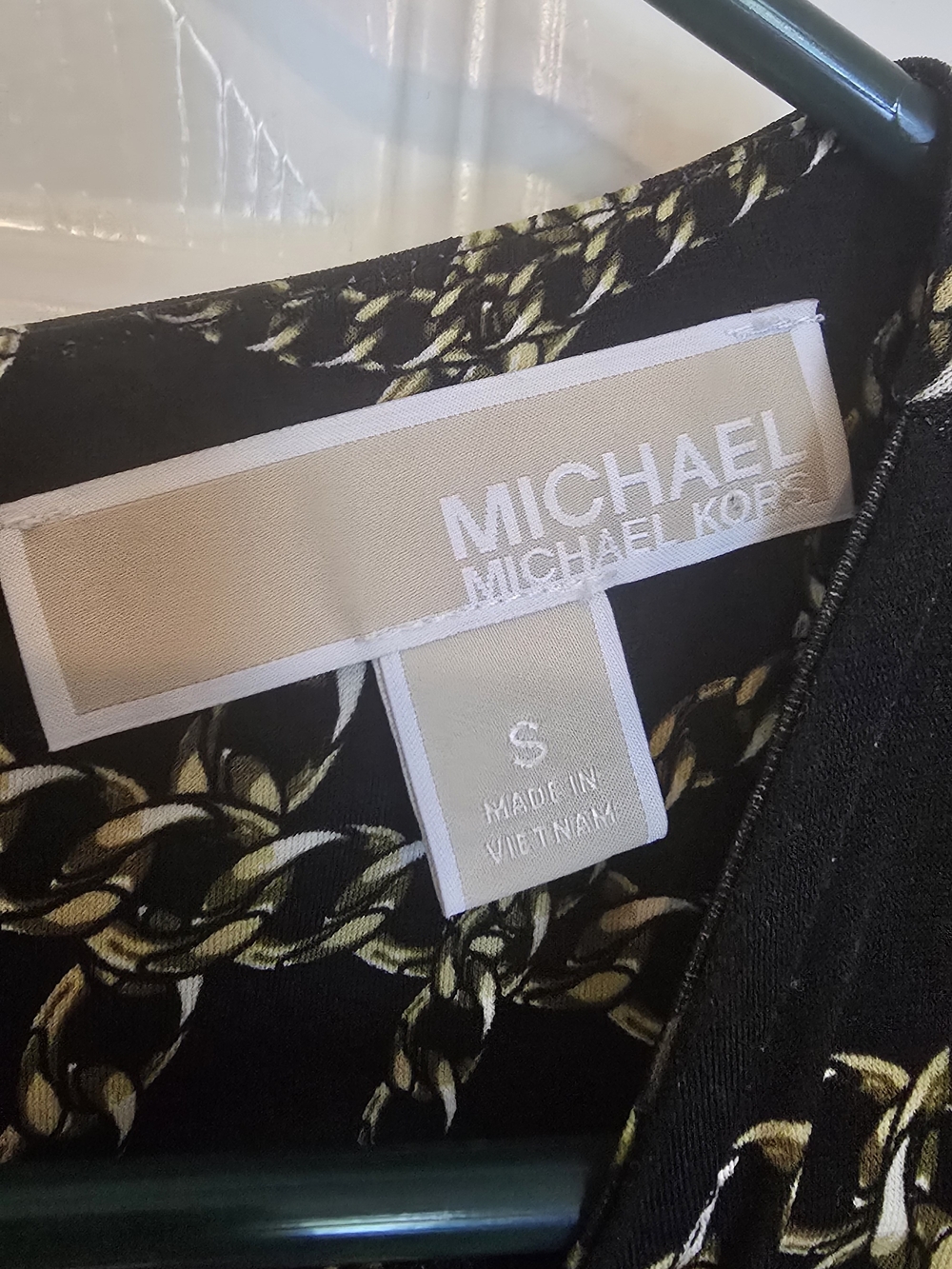 Michael Kors Black Long-Sleeve Dress with Gold Chain Print - Picture 2 of 5